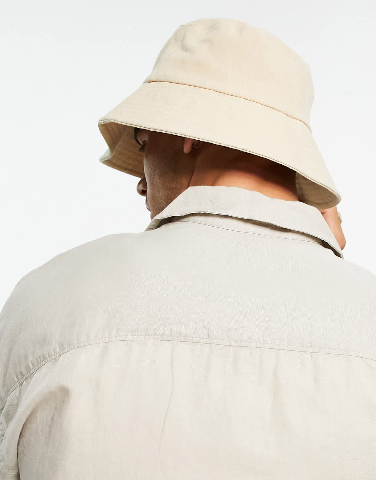 ASOS DESIGN wide brim bucket hat in stone linen - ASOS Sample Sale EU Store