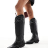 ASOS DESIGN stivali western al ginocchio Celeste a pianta larga in nero con cuciture