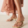ASOS DESIGN Wide Fit Hawaii toe thong kitten heeled sandals in gold