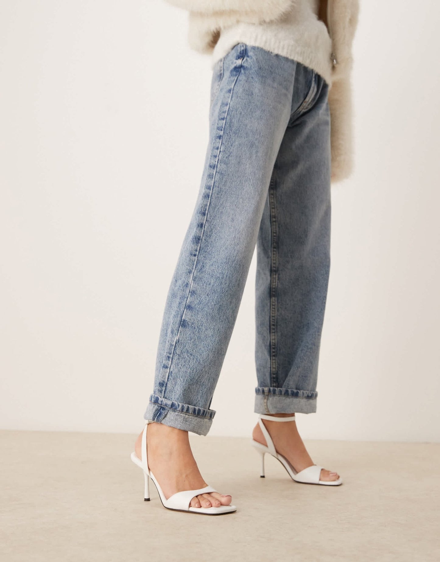 ASOS DESIGN Wide Fit Hollow barely there heeled sandals in white - ASOS Sample Sale EU Store