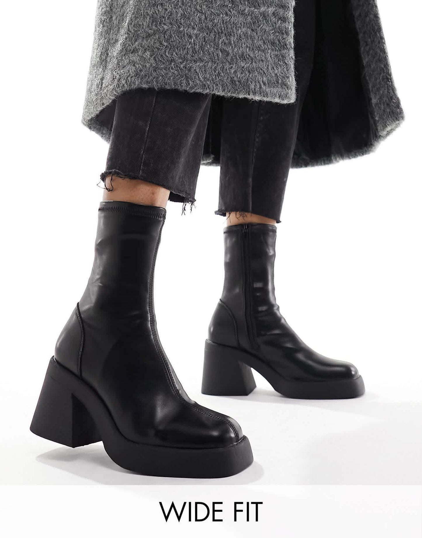 ASOS DESIGN Wide Fit Radiate mid - heel boots in black - ASOS Sample Sale EU Store