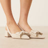 ASOS DESIGN Wide Fit Symphony bow slingback mid block heeled shoes in natural