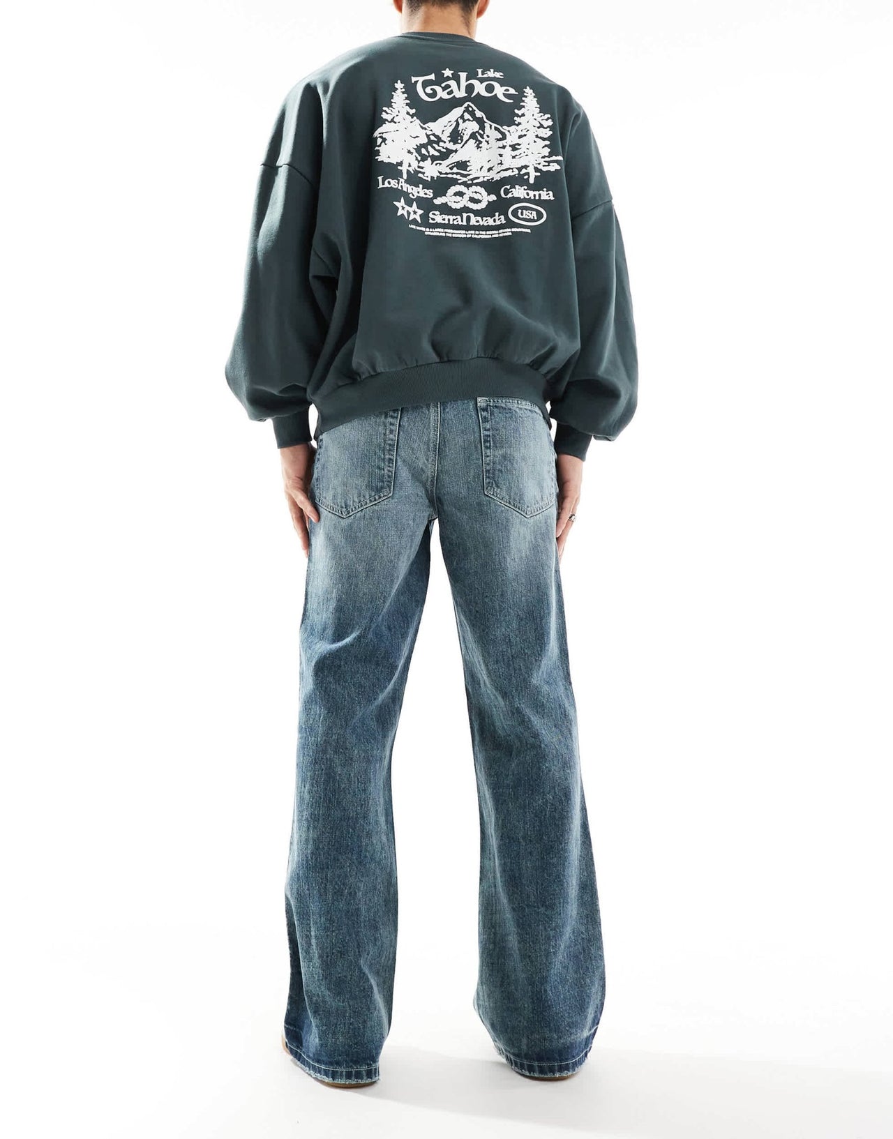 ASOS DESIGN wide flare jeans in grey blue wash - ASOS Sample Sale EU Store