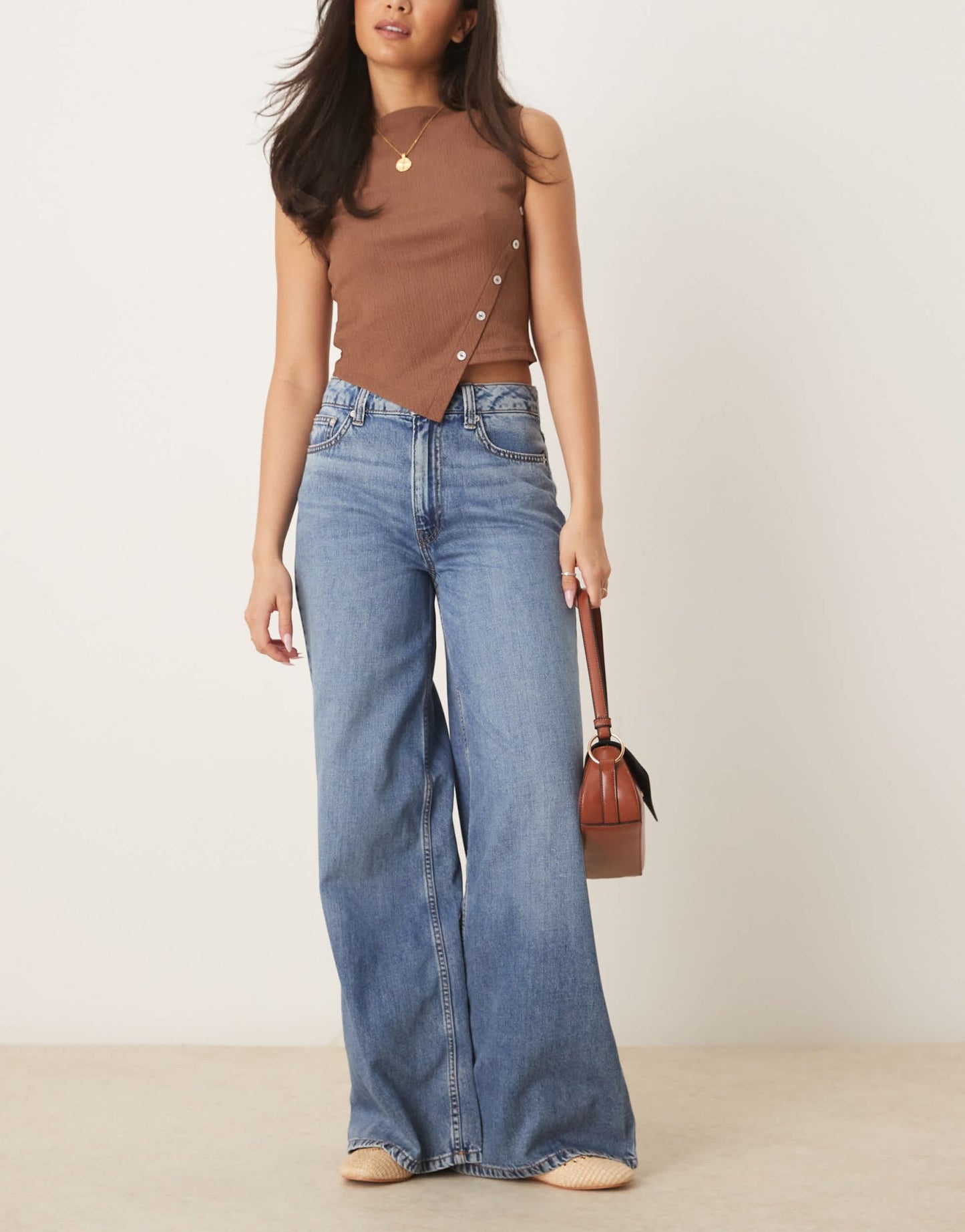 ASOS DESIGN wide leg jean in midwash blue - MBLUE - ASOS Sample Sale EU Store