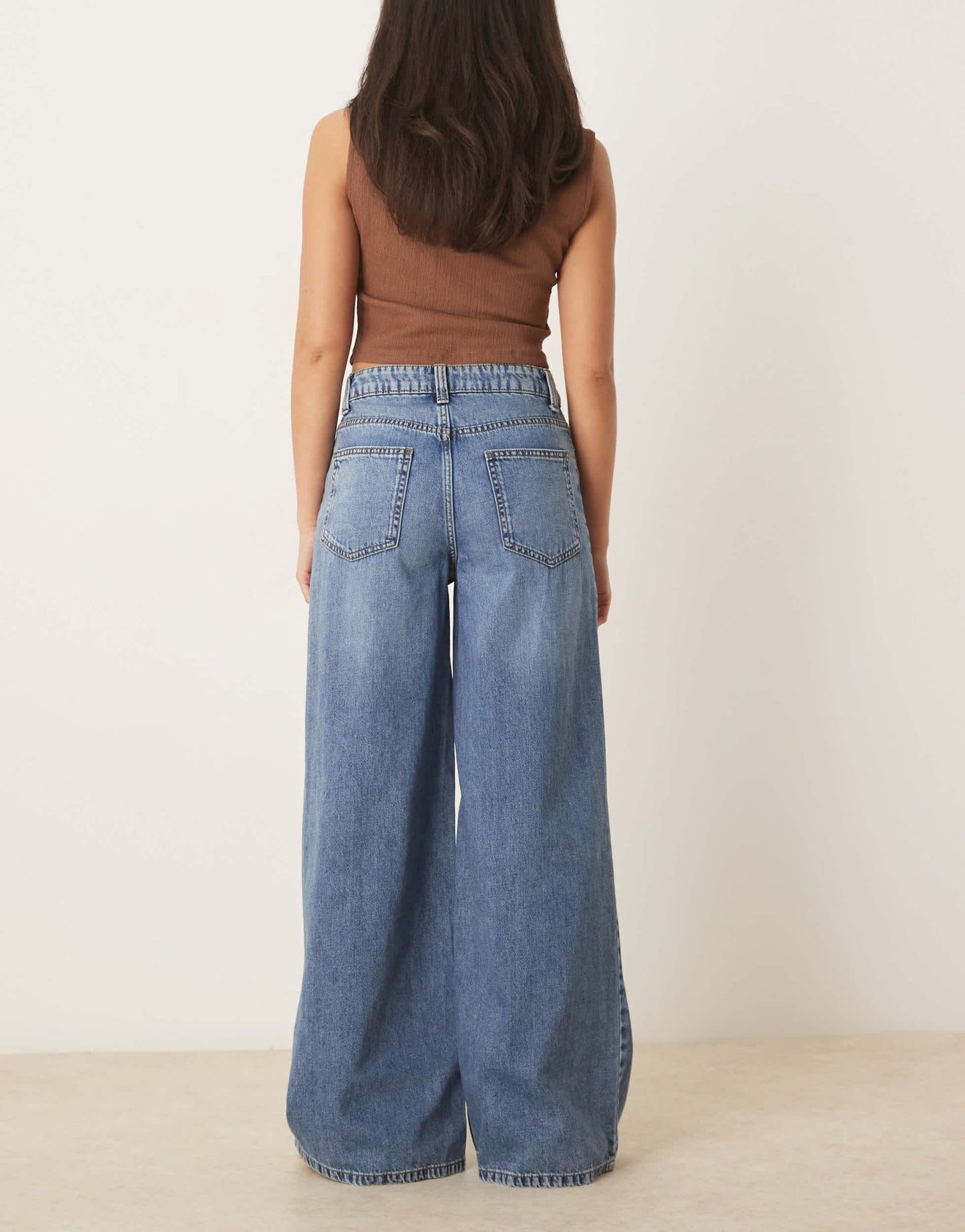 ASOS DESIGN wide leg jean in midwash blue - MBLUE - ASOS Sample Sale EU Store