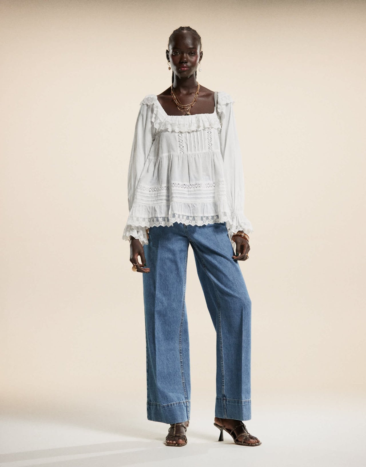 ASOS DESIGN wide leg jean with crease front in midwash - ASOS Sample Sale EU Store