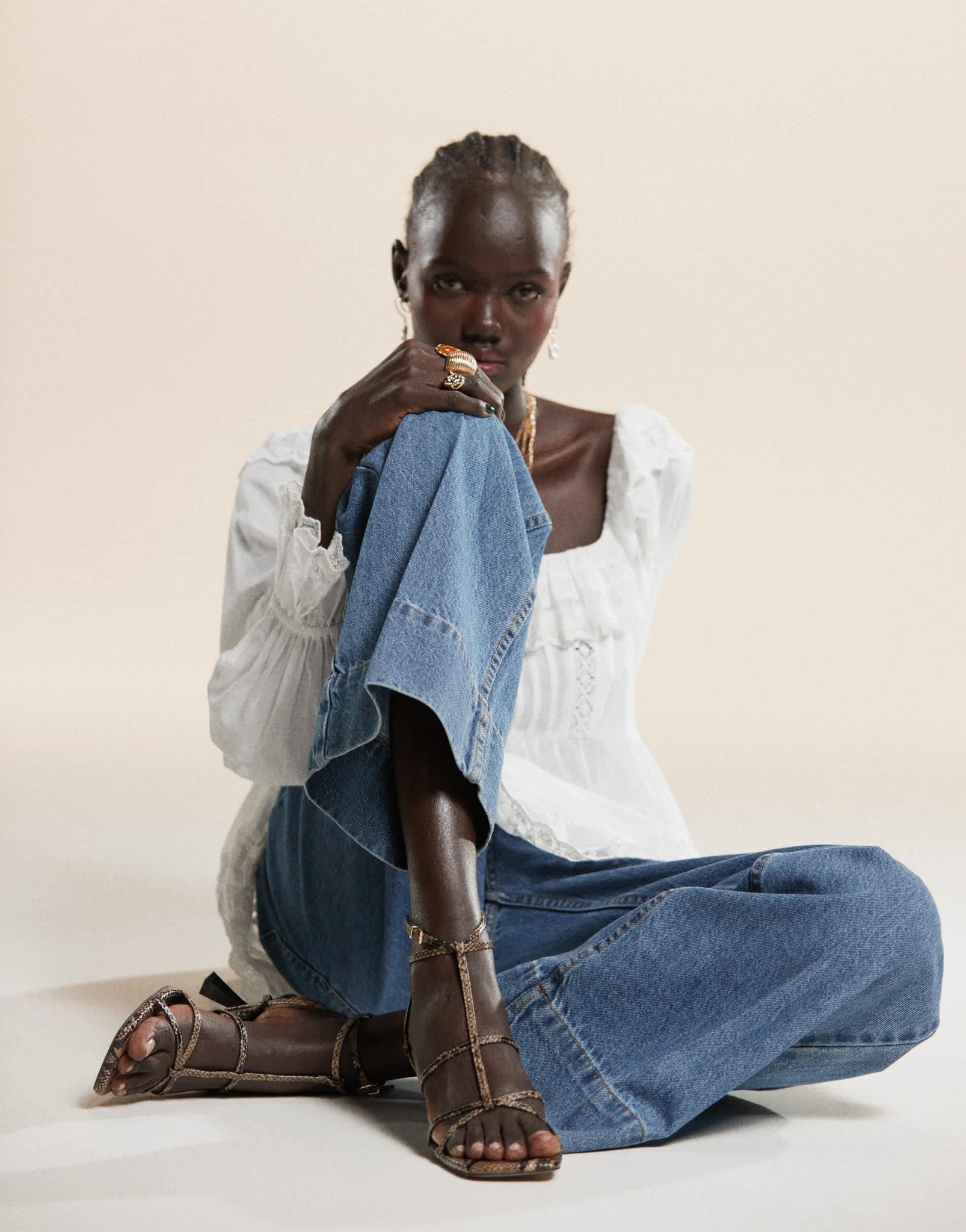 ASOS DESIGN wide leg jean with crease front in midwash - ASOS Sample Sale EU Store