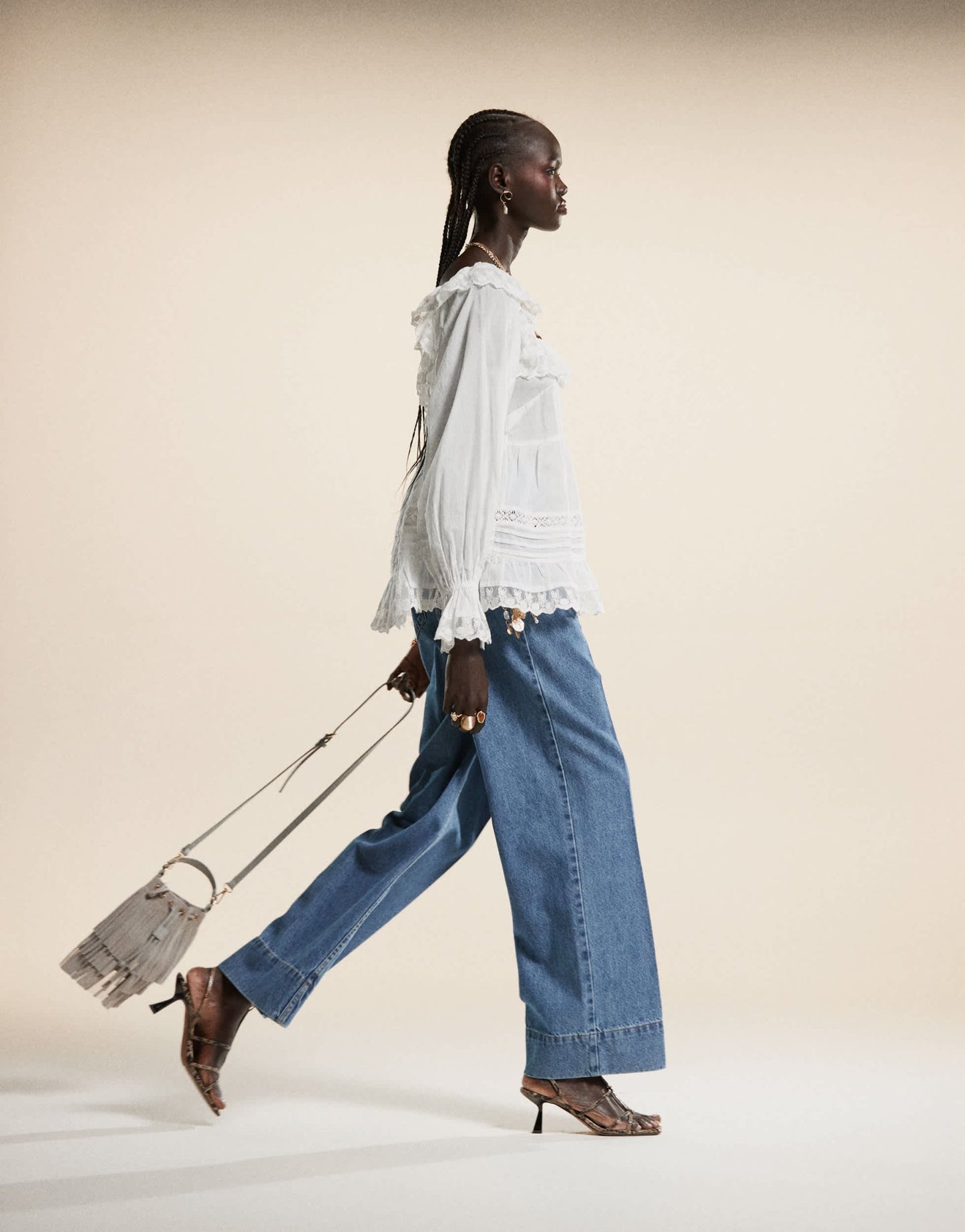 ASOS DESIGN wide leg jean with crease front in midwash - ASOS Sample Sale EU Store