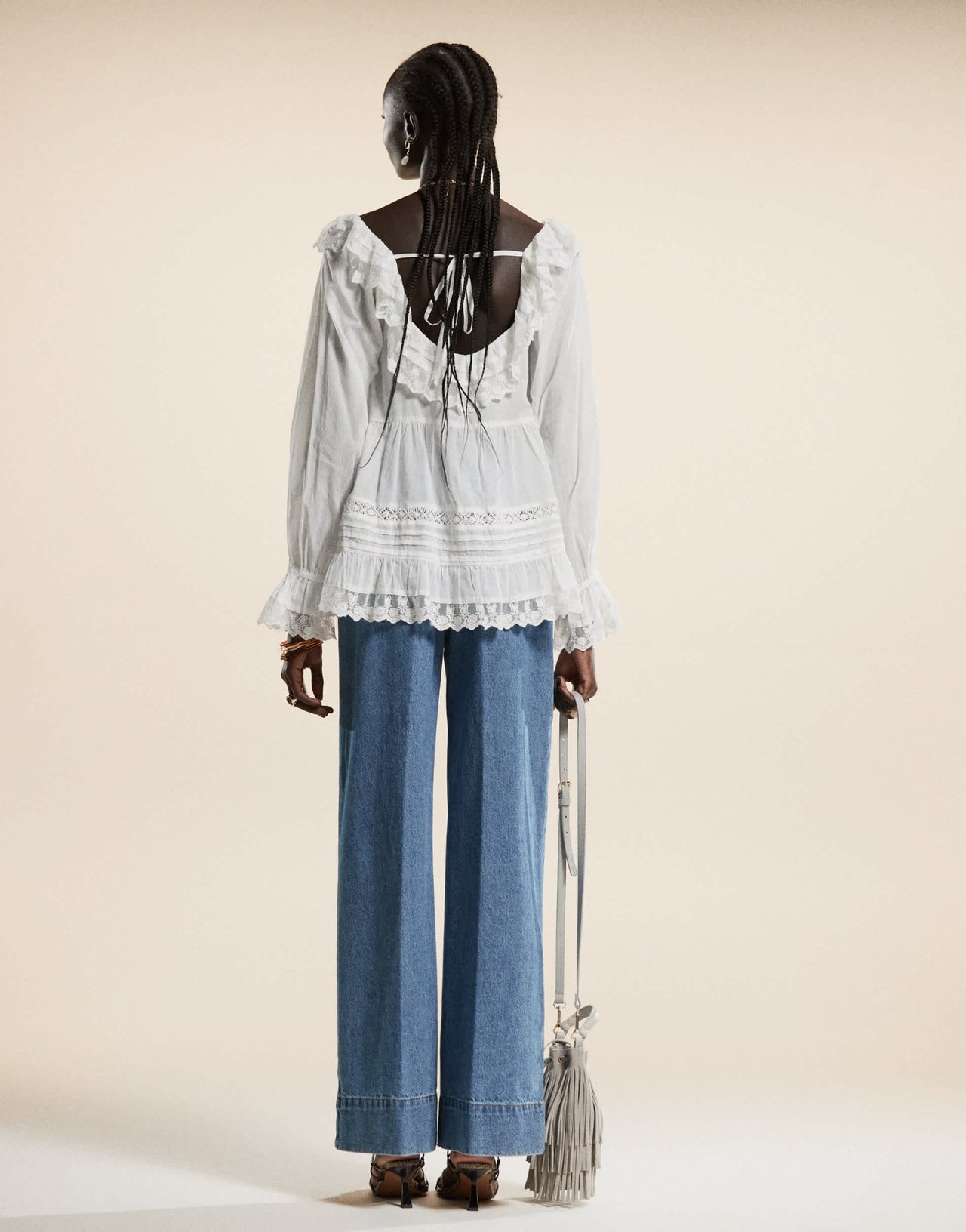 ASOS DESIGN wide leg jean with crease front in midwash - ASOS Sample Sale EU Store