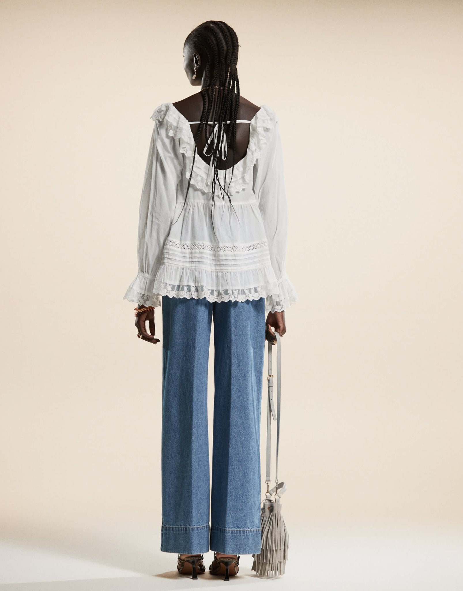 ASOS DESIGN wide leg jean with crease front in midwash - ASOS Sample Sale EU Store