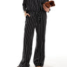 ASOS DESIGN wide leg pull on trouser with linen in black stripe