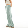 ASOS DESIGN wide leg pull on trouser with linen in green