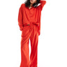 ASOS DESIGN wide leg pull on trouser with linen in red