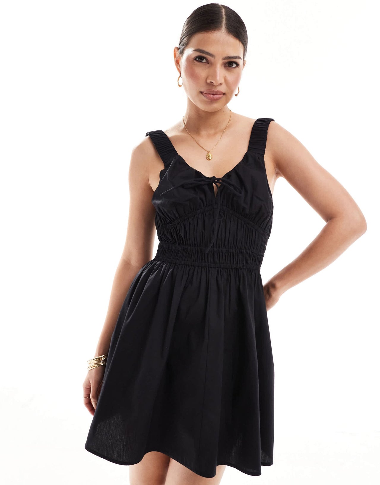 ASOS DESIGN wide strap channel waist mini sundress in black - ASOS Sample Sale EU Store