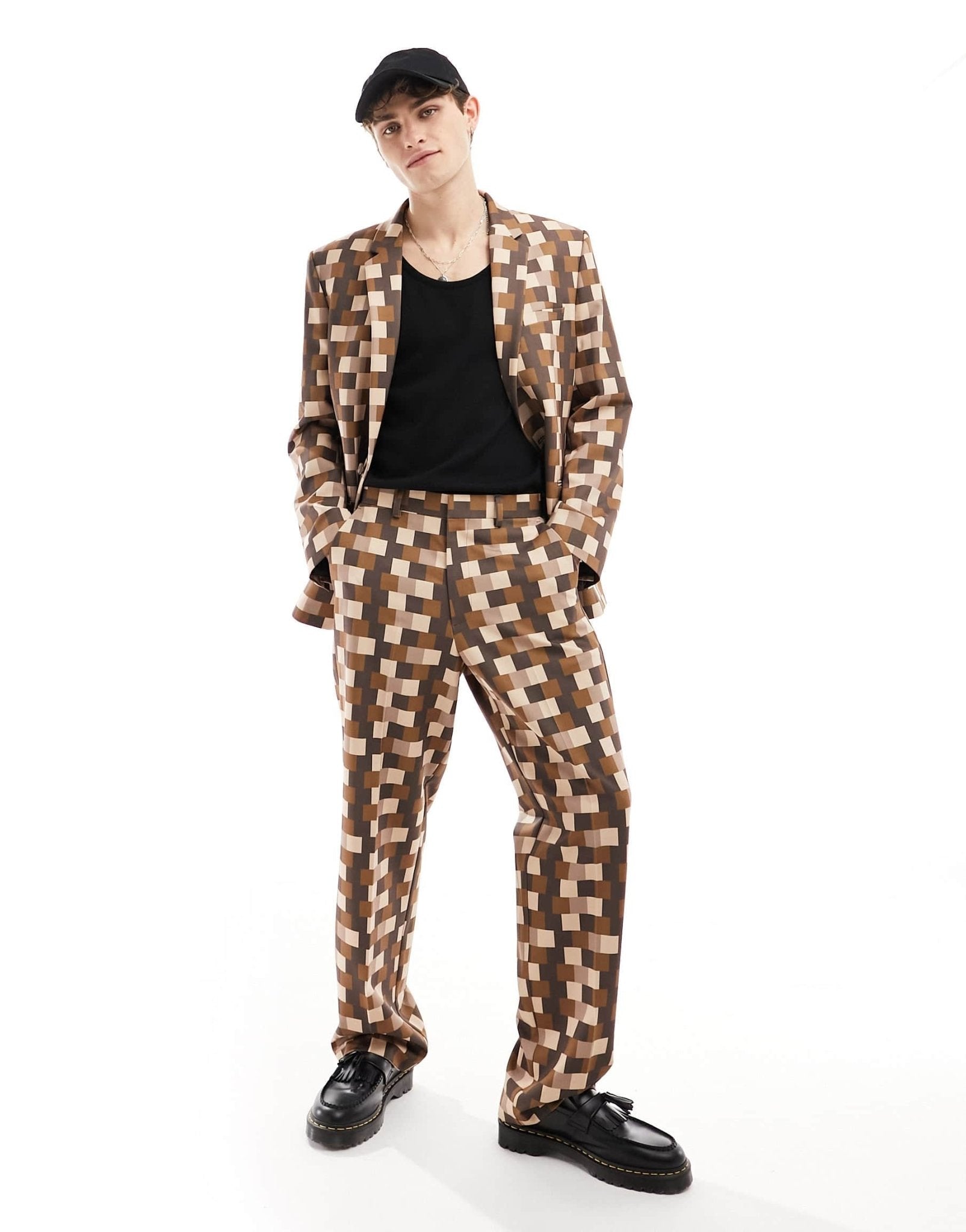 ASOS DESIGN wide suit trouser in pixelated green print - ASOS Sample Sale EU Store