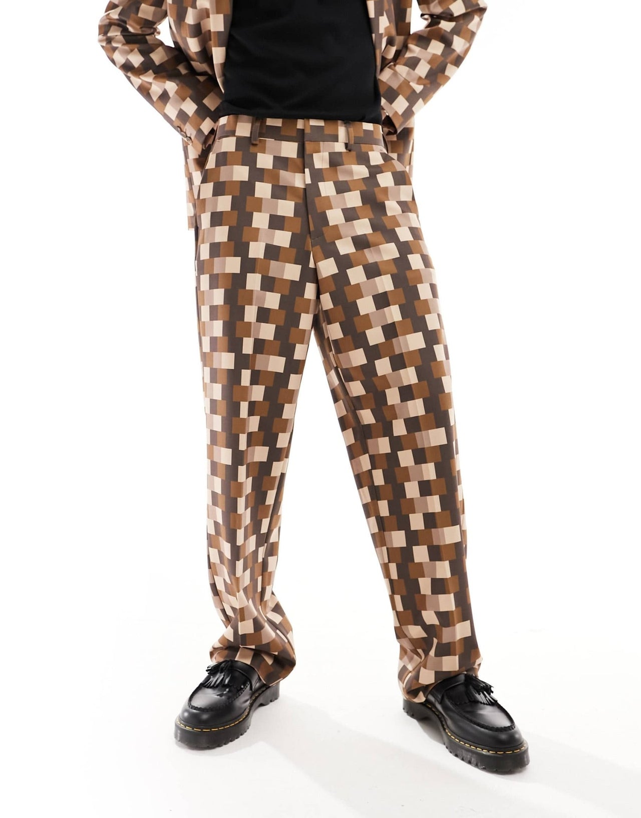 ASOS DESIGN wide suit trouser in pixelated green print - ASOS Sample Sale EU Store