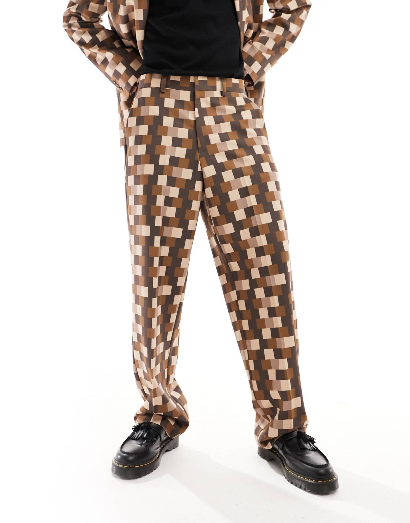 ASOS DESIGN wide suit trouser in pixelated green print - ASOS Sample Sale EU Store