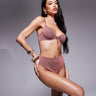 Braguita de bikini ASOS DESIGN Willow con textura de gofre, tiro alto y pierna alta en rosa