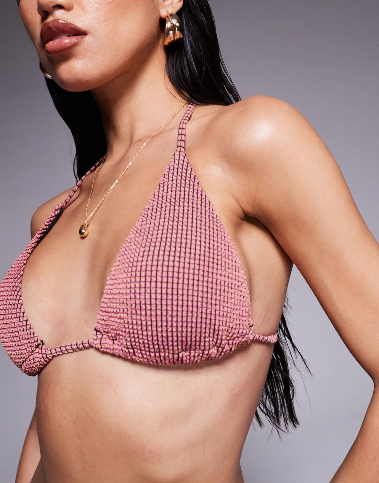 ASOS DESIGN Willow waffle texture triangle bikini top in pink - ASOS Sample Sale EU Store