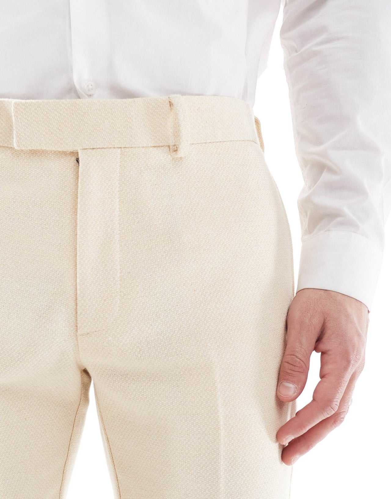 ASOS DESIGN wool blend skinny suit trousers in stone weave - ASOS Sample Sale EU Store