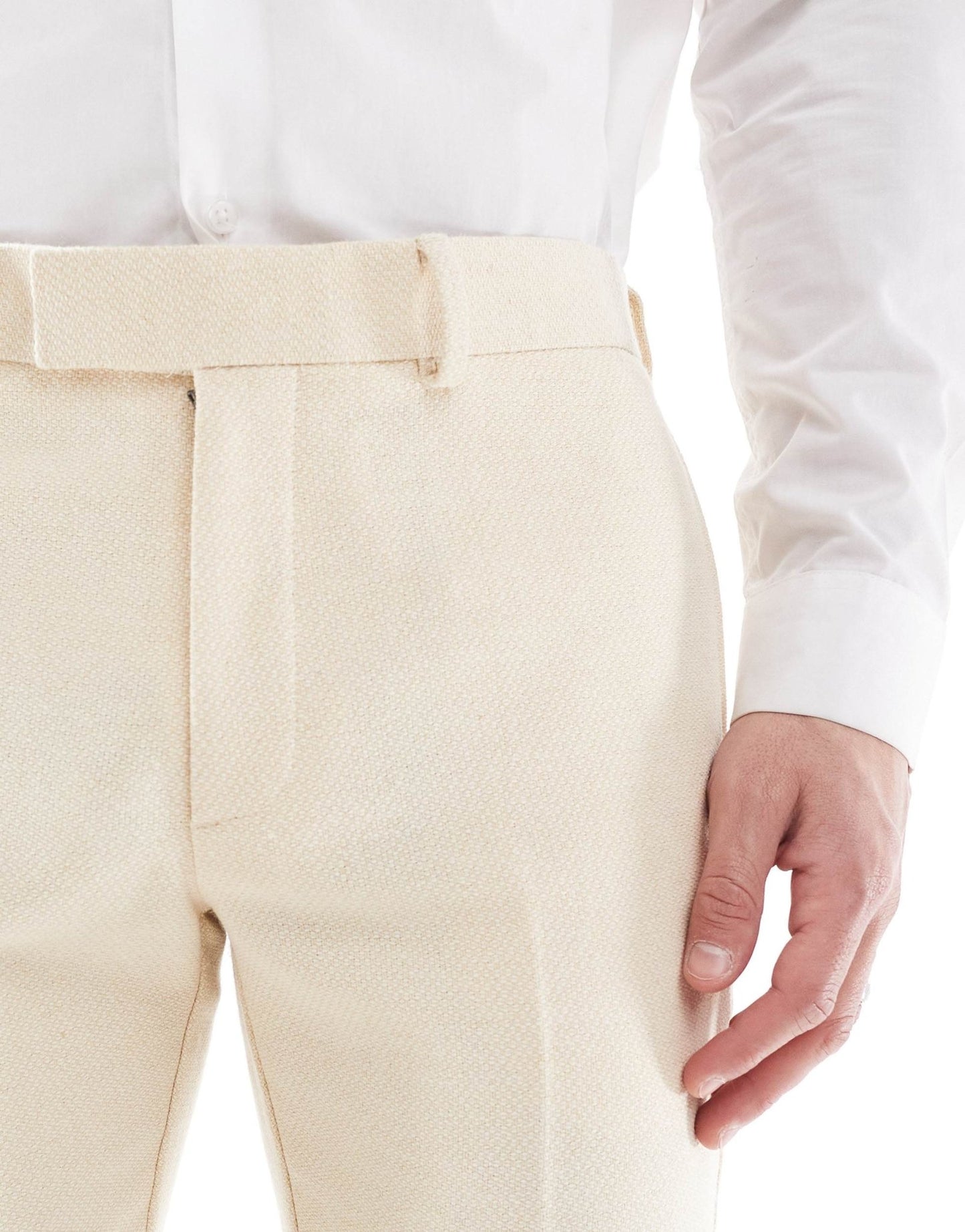 ASOS DESIGN wool blend skinny suit trousers in stone weave - ASOS Sample Sale EU Store