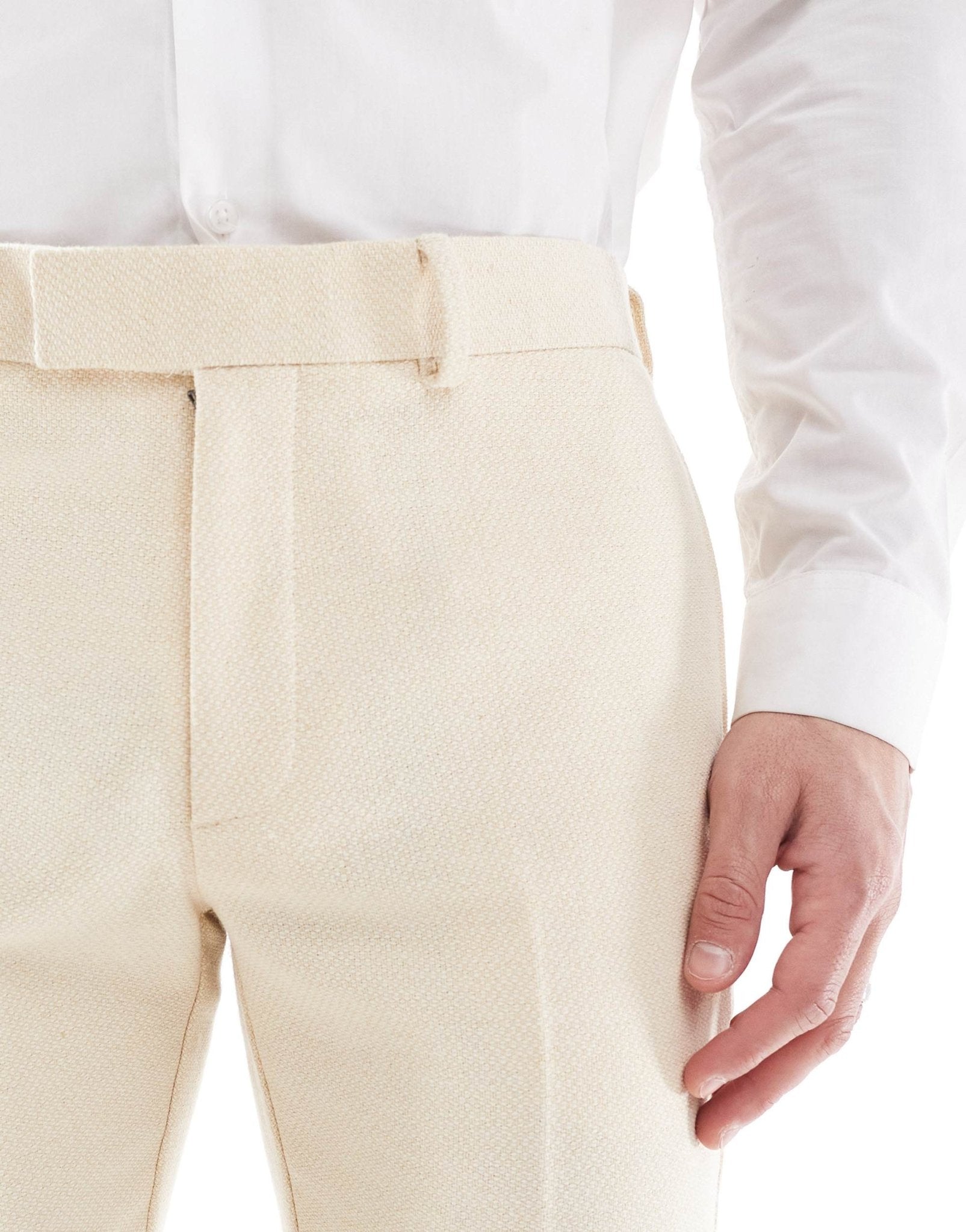 ASOS DESIGN wool blend skinny suit trousers in stone weave - ASOS Sample Sale EU Store