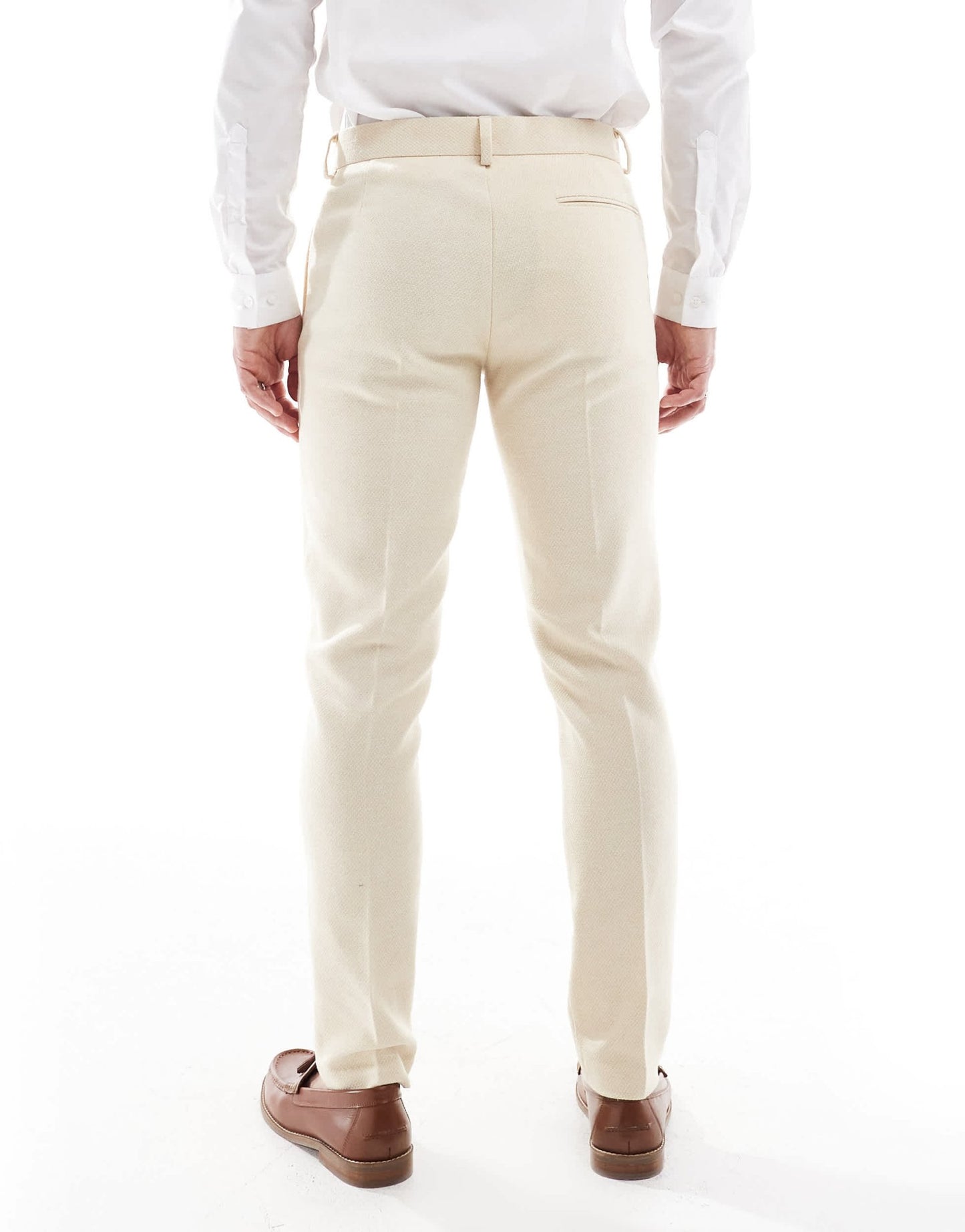 ASOS DESIGN wool blend skinny suit trousers in stone weave - ASOS Sample Sale EU Store