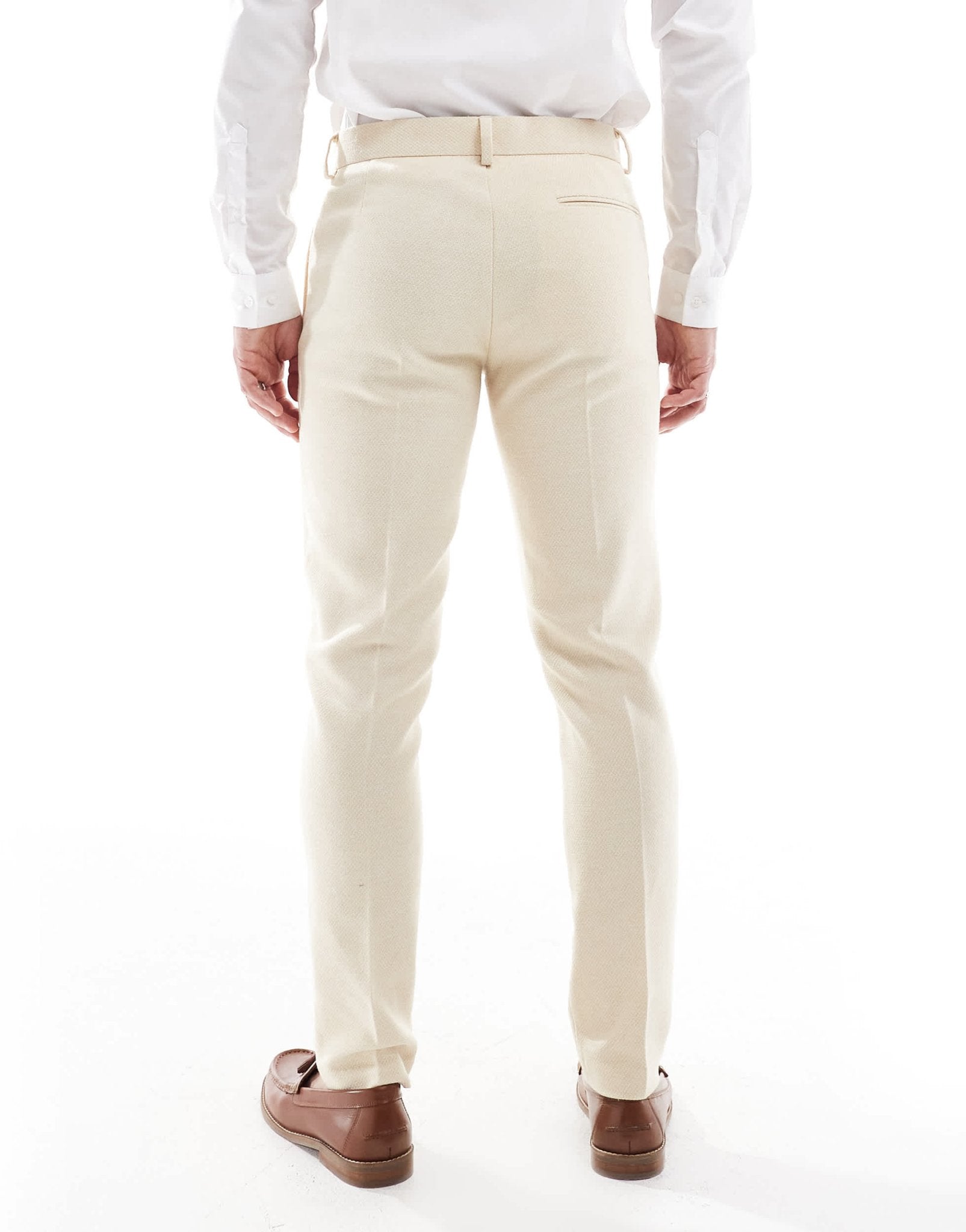ASOS DESIGN wool blend skinny suit trousers in stone weave - ASOS Sample Sale EU Store