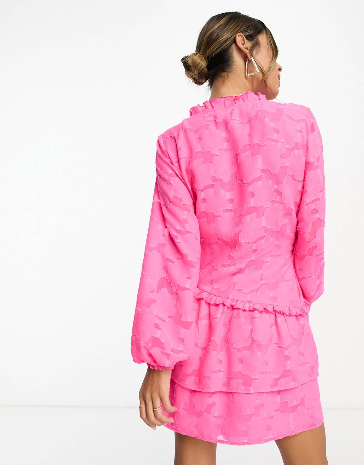 ASOS DESIGN wrap mini dress with pep hem in pink jacquard - ASOS Sample Sale EU Store