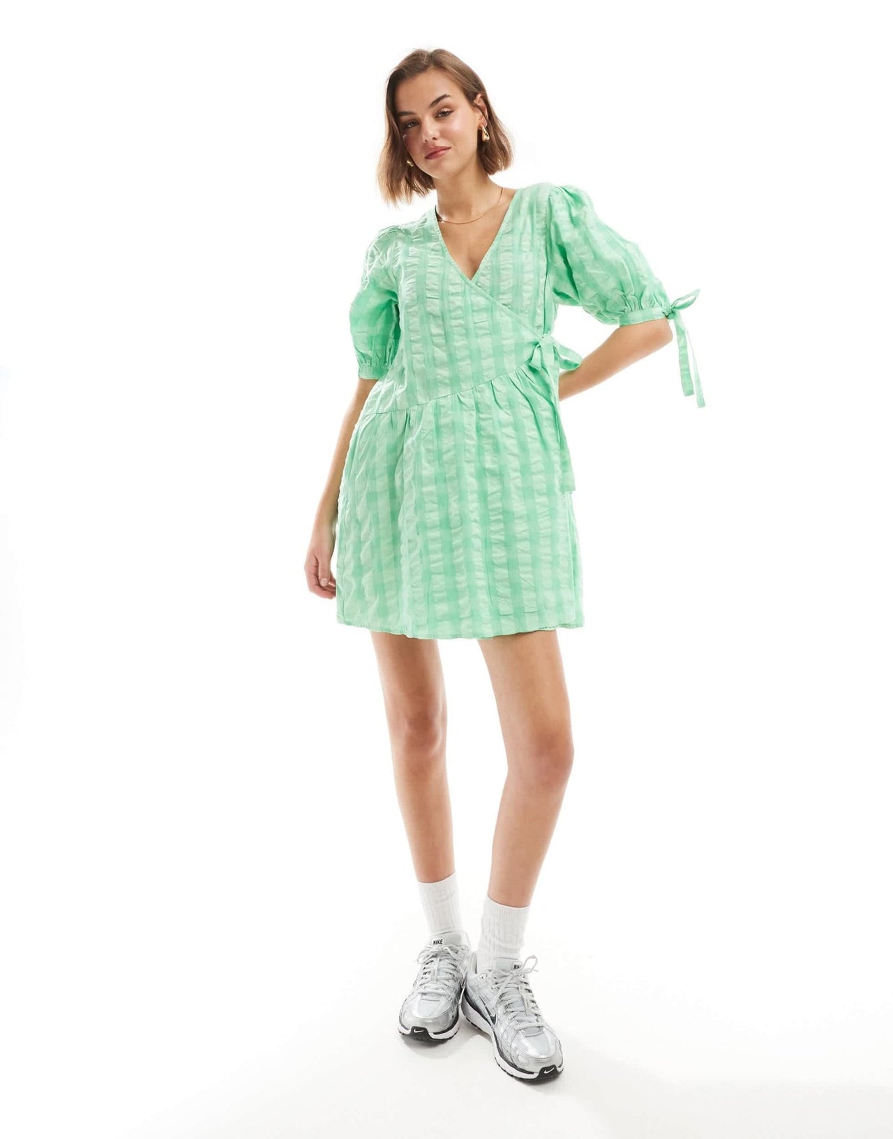 ASOS DESIGN wrap mini smock dress in bright gingham - ASOS Sample Sale EU Store