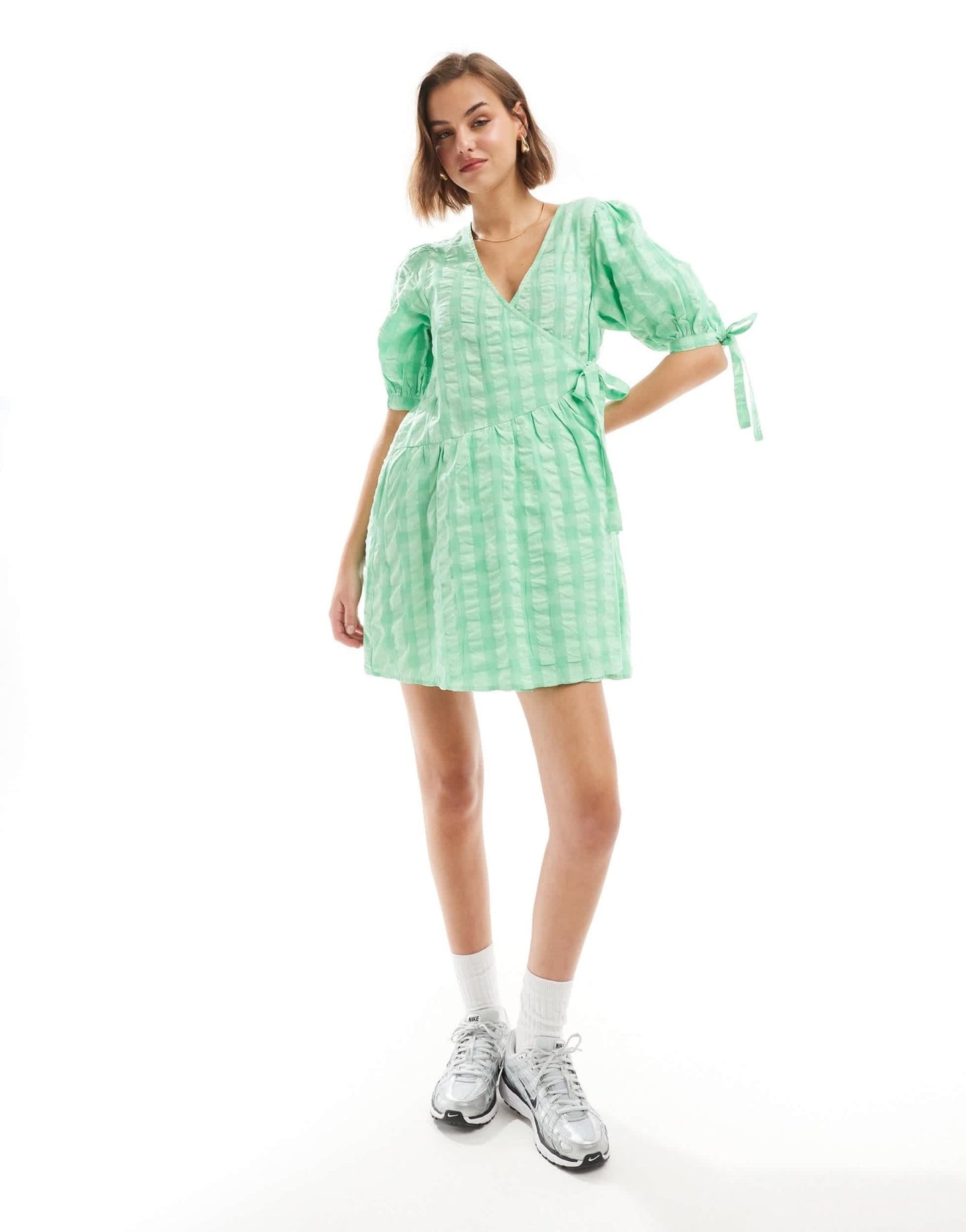 ASOS DESIGN wrap mini smock dress in bright gingham - ASOS Sample Sale EU Store