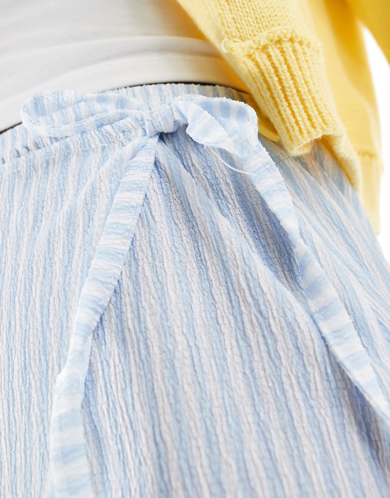 ASOS DESIGN wrap skort with tie detail in blue stripe - ASOS Sample Sale EU Store