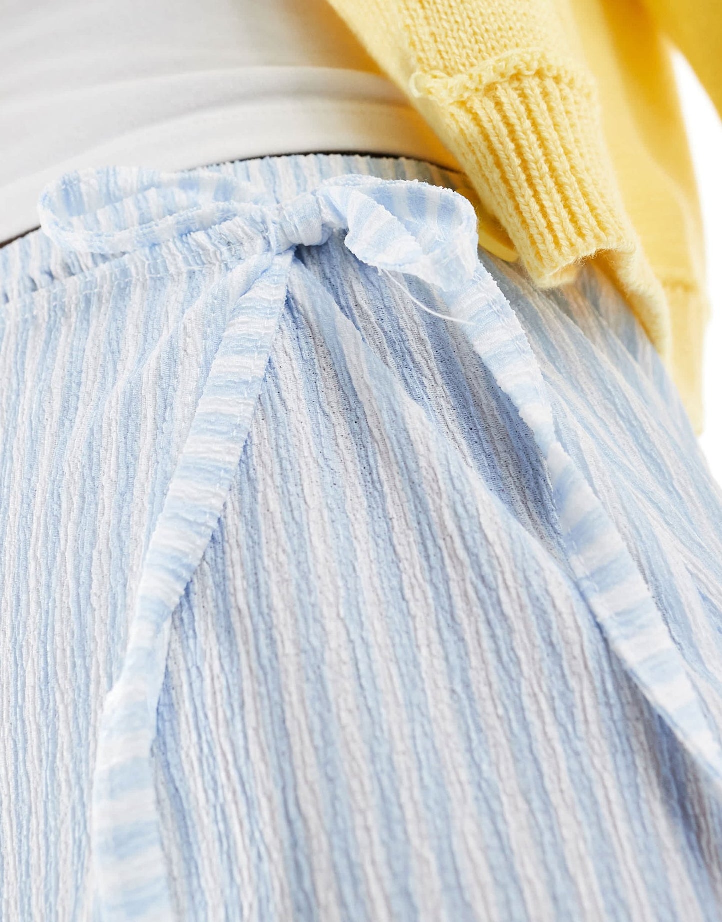 ASOS DESIGN wrap skort with tie detail in blue stripe - ASOS Sample Sale EU Store