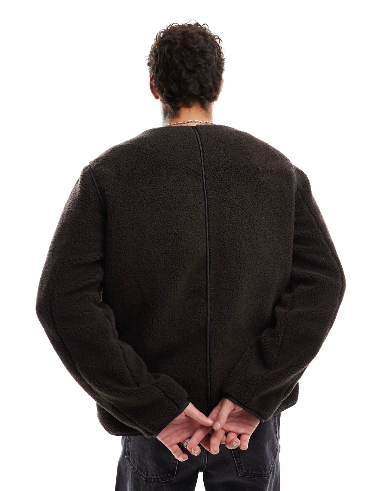 ASOS DESIGN zip through fleece jacket with pocket in brown - ASOS Sample Sale EU Store
