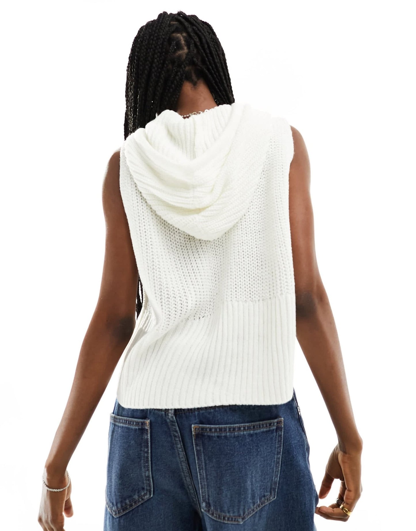 ASOS DESIGN zip through waistcoat with hood in cream - ASOS Sample Sale EU Store