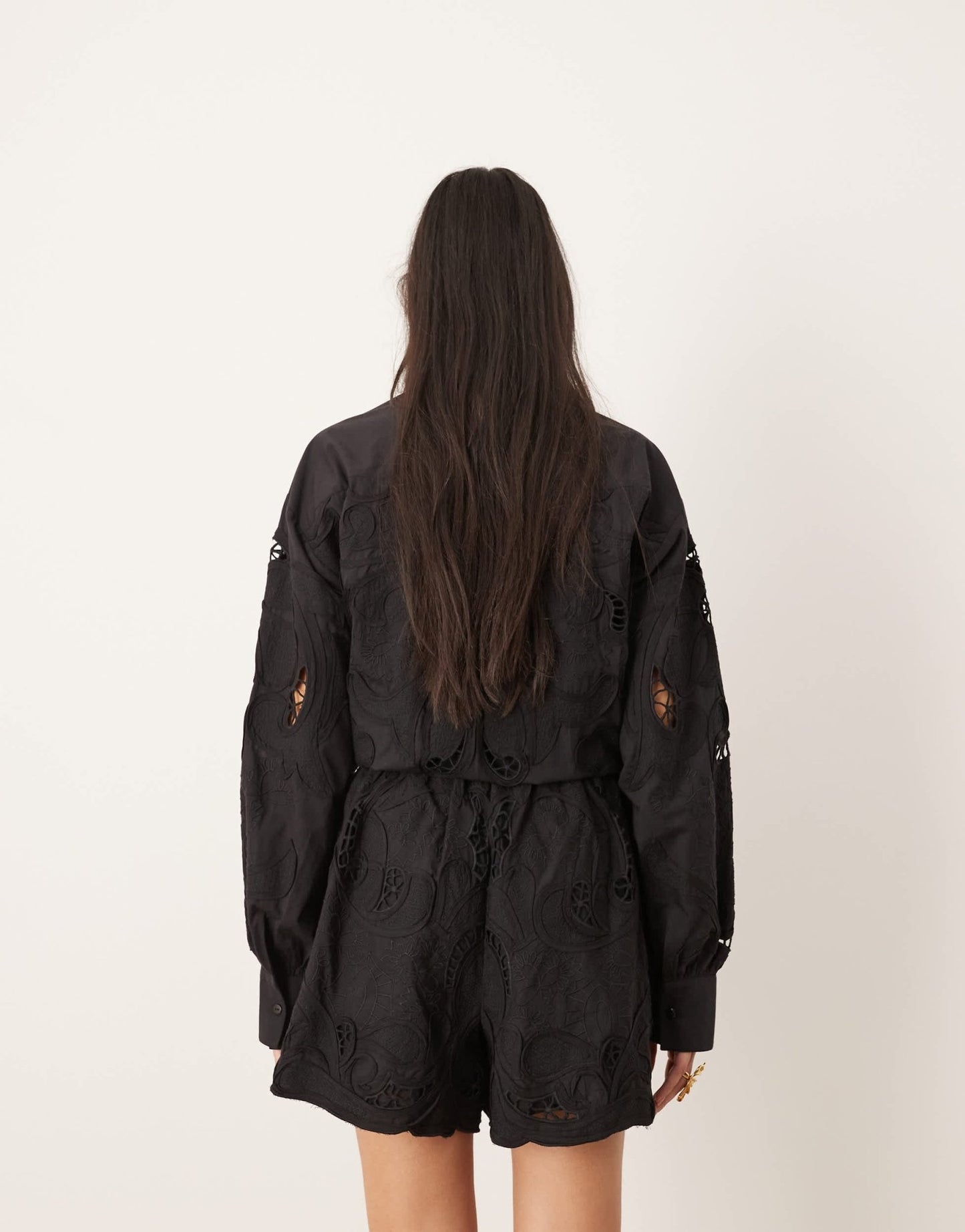 ASOS EDITION broderie cut work boxy shorts co - ord in black - ASOS Sample Sale EU Store