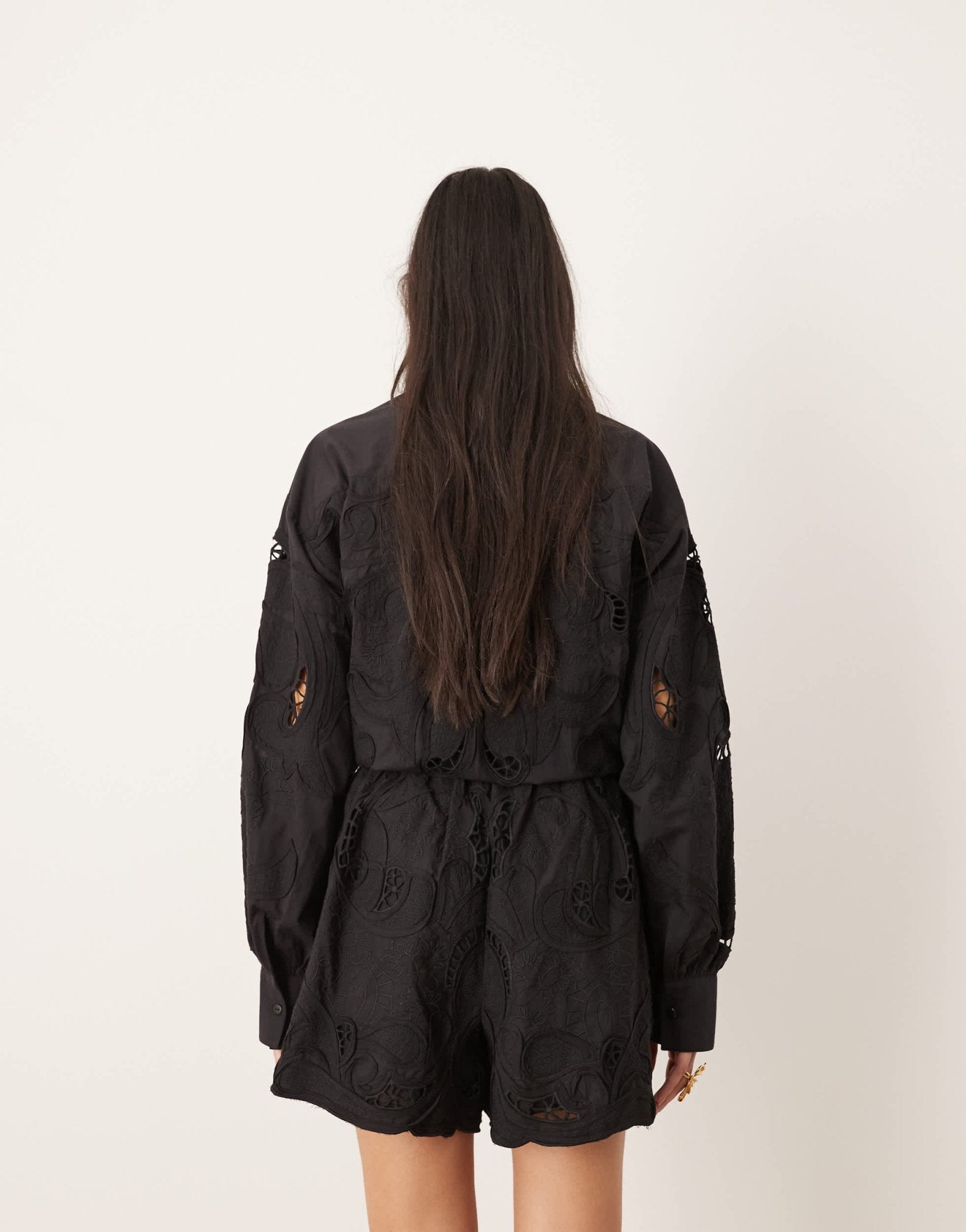 ASOS EDITION broderie cut work boxy shorts co - ord in black - ASOS Sample Sale EU Store