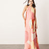 ASOS EDITION clean halter trapeze maxi dress with pockets in abstract print