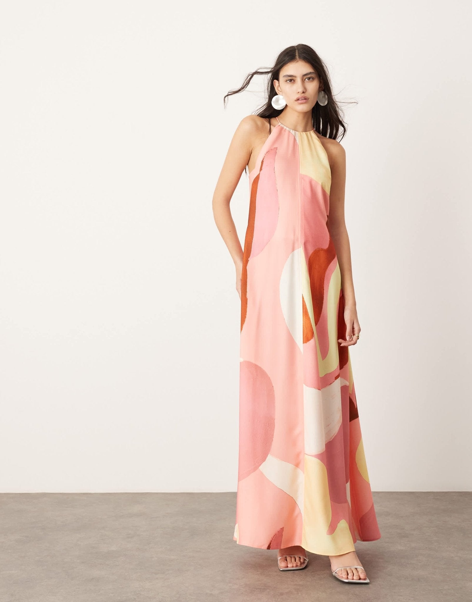 ASOS EDITION clean halter trapeze maxi dress with pockets in abstract print - ASOS Sample Sale EU Store
