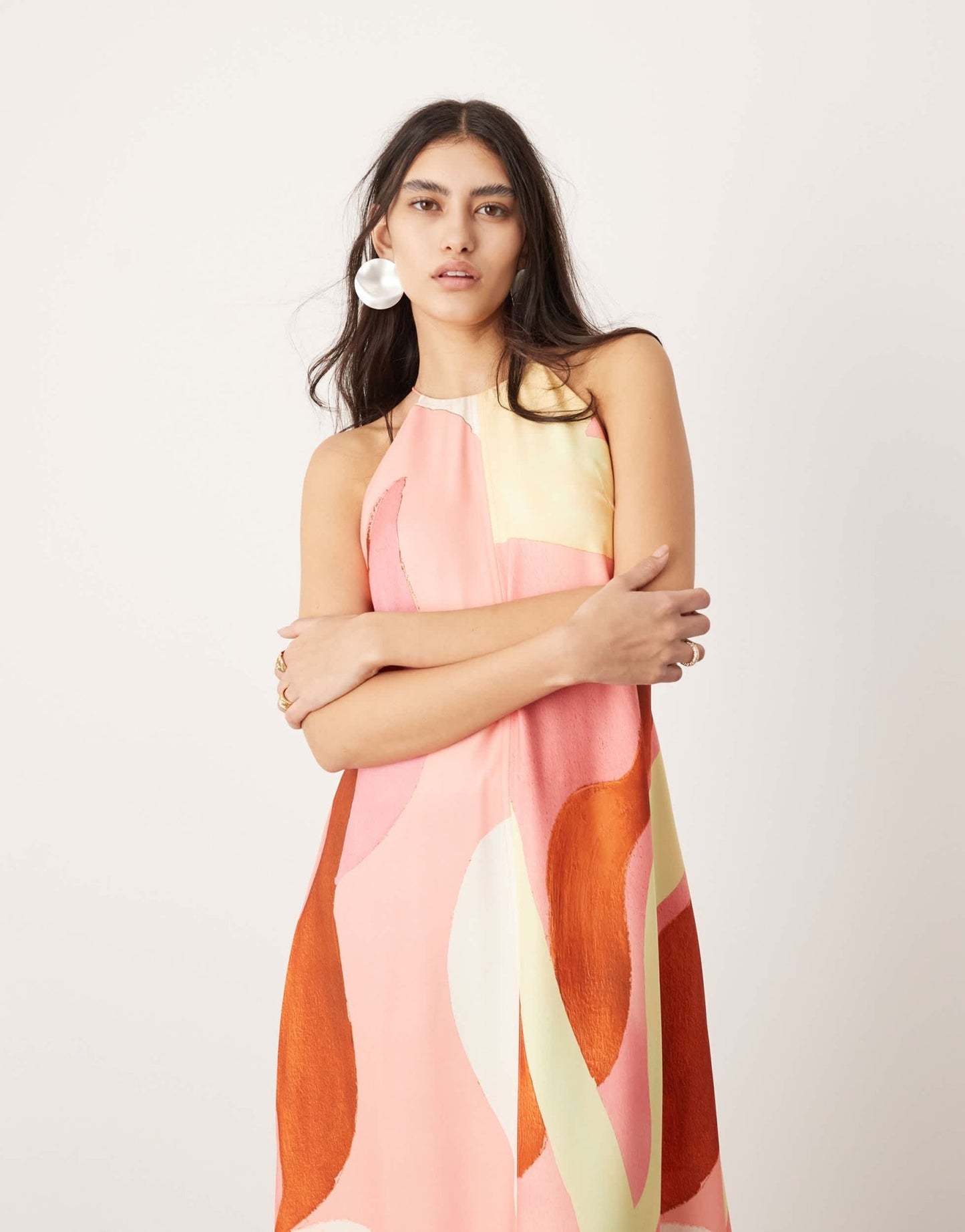 ASOS EDITION clean halter trapeze maxi dress with pockets in abstract print - ASOS Sample Sale EU Store