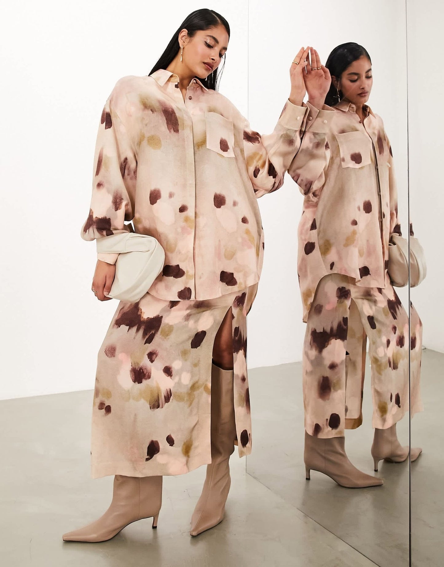 ASOS EDITION column maxi skirt co - ord in neutral smudge print - ASOS Sample Sale EU Store