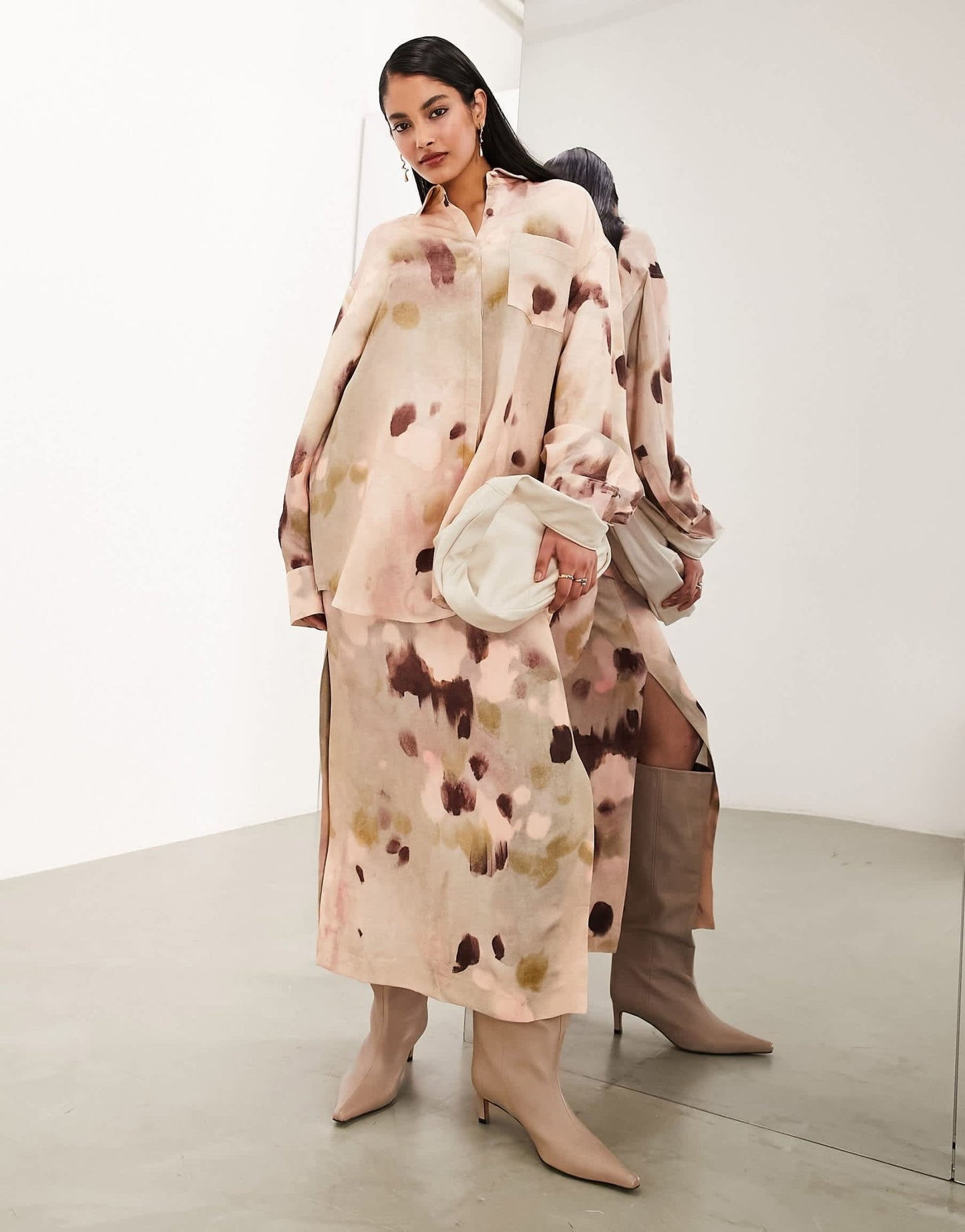ASOS EDITION column maxi skirt co - ord in neutral smudge print - ASOS Sample Sale EU Store