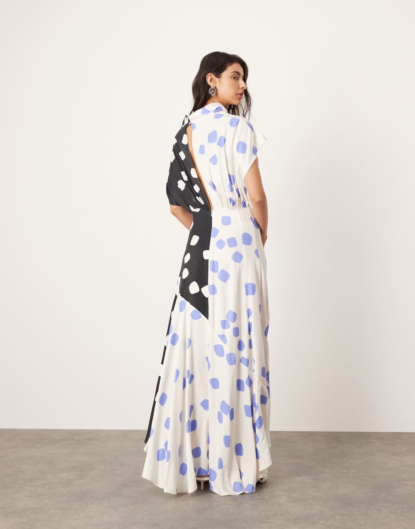 ASOS EDITION cowl neck midi dress with asymmetric hem in colourblock spot - ASOS Sample Sale EU Store