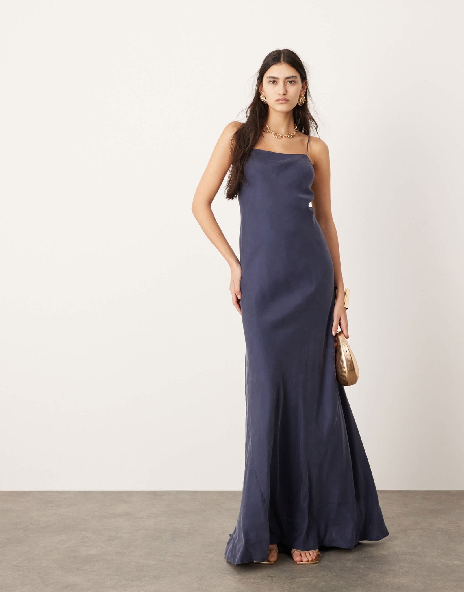 ASOS EDITION cupro ultimate bias cut maxi dress in petrol blue - ASOS Sample Sale EU Store