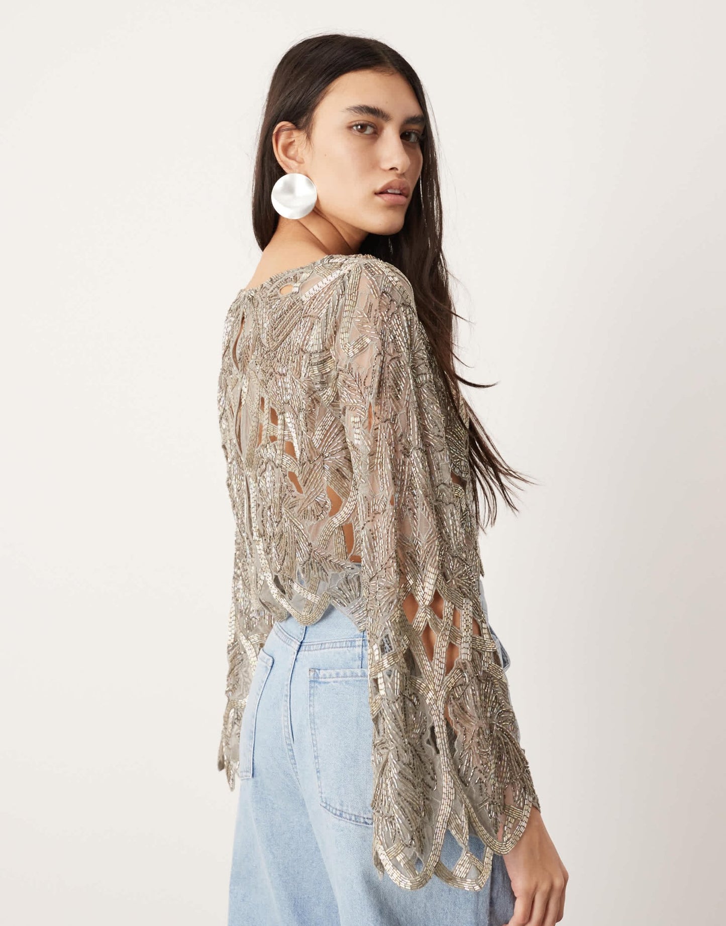 ASOS EDITION cut work nouveau floral embellished long sleeve top - ASOS Sample Sale EU Store