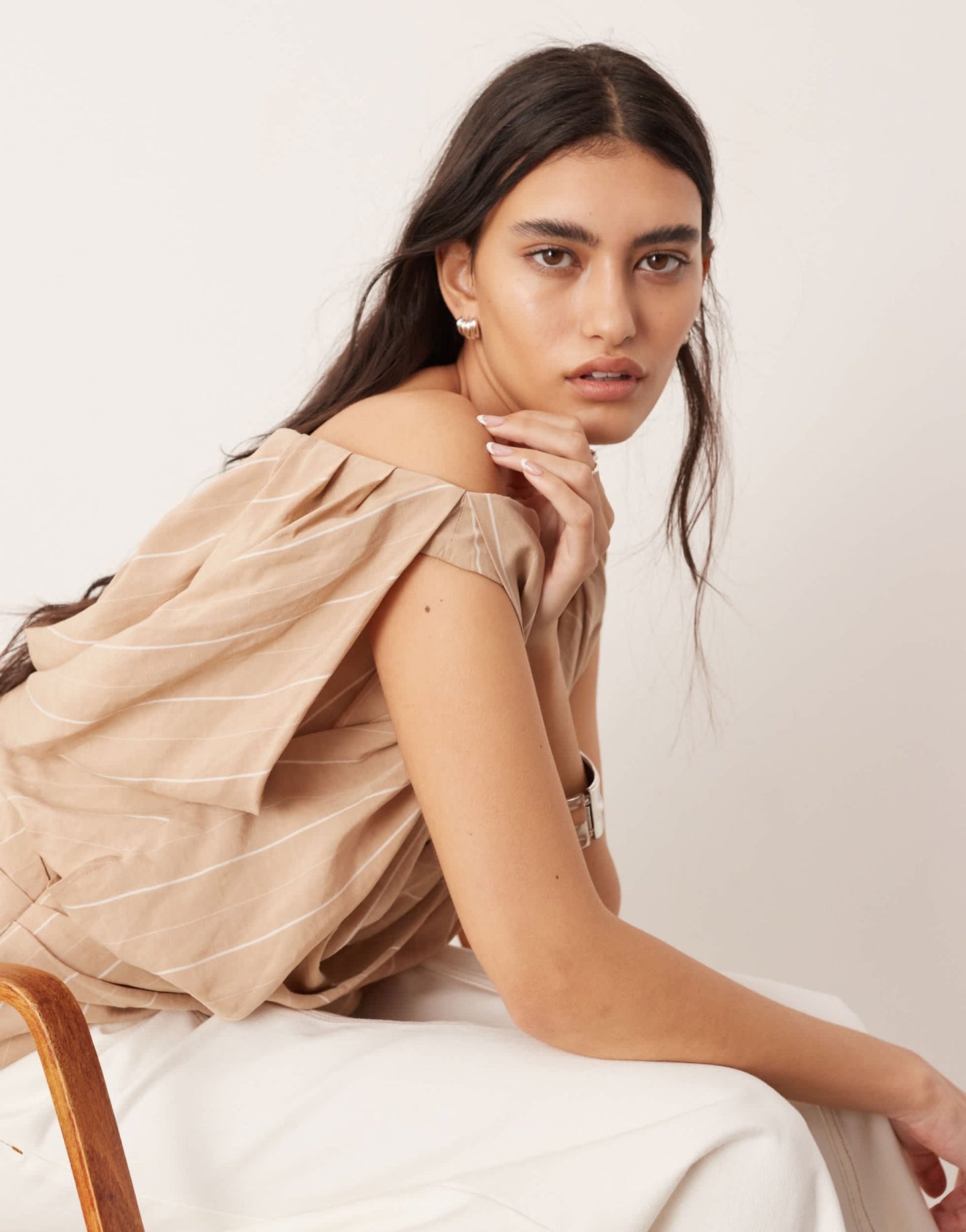 ASOS EDITION drape structure off shoulder corset top in stone stripe print - ASOS Sample Sale EU Store