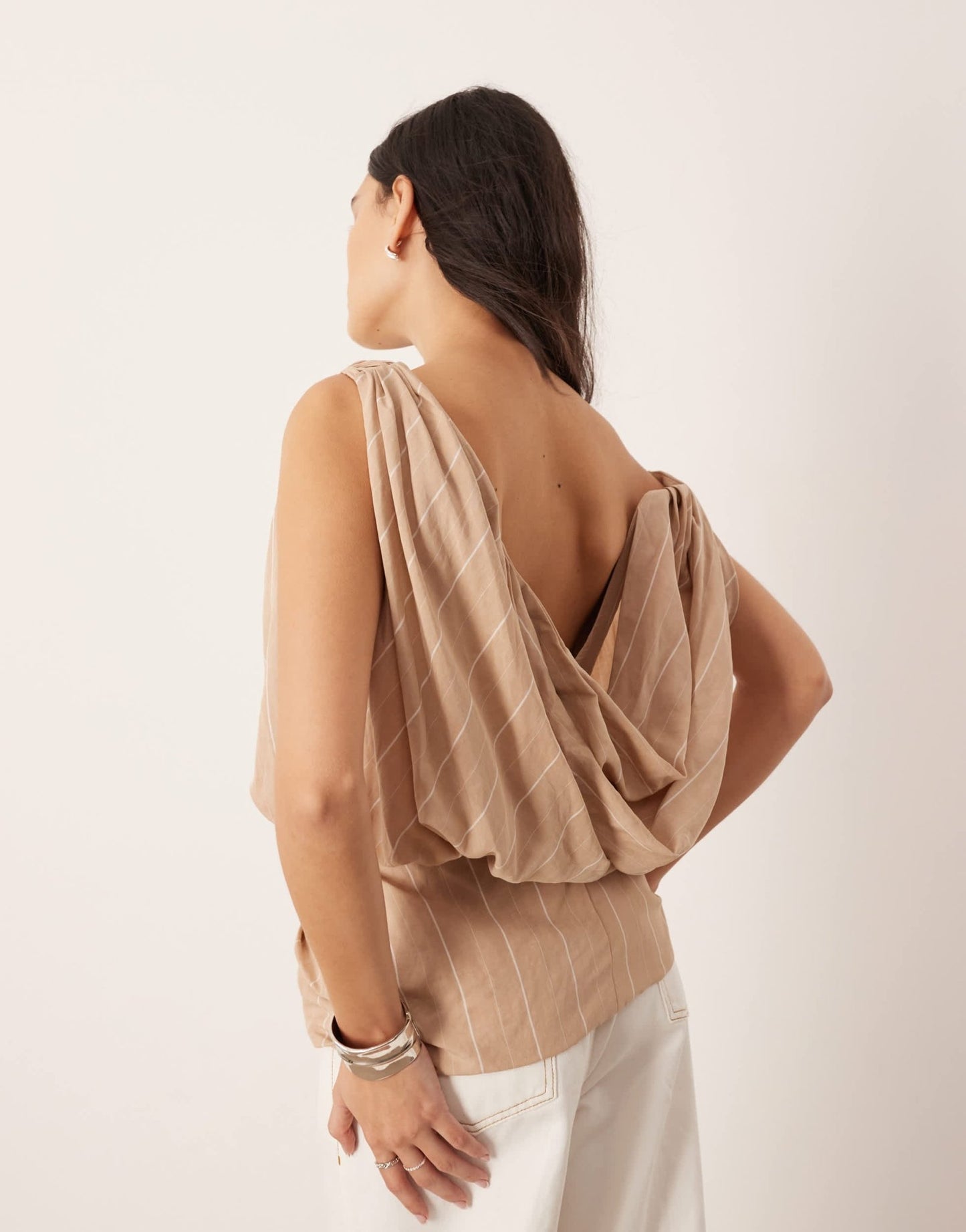 ASOS EDITION drape structure off shoulder corset top in stone stripe print - ASOS Sample Sale EU Store