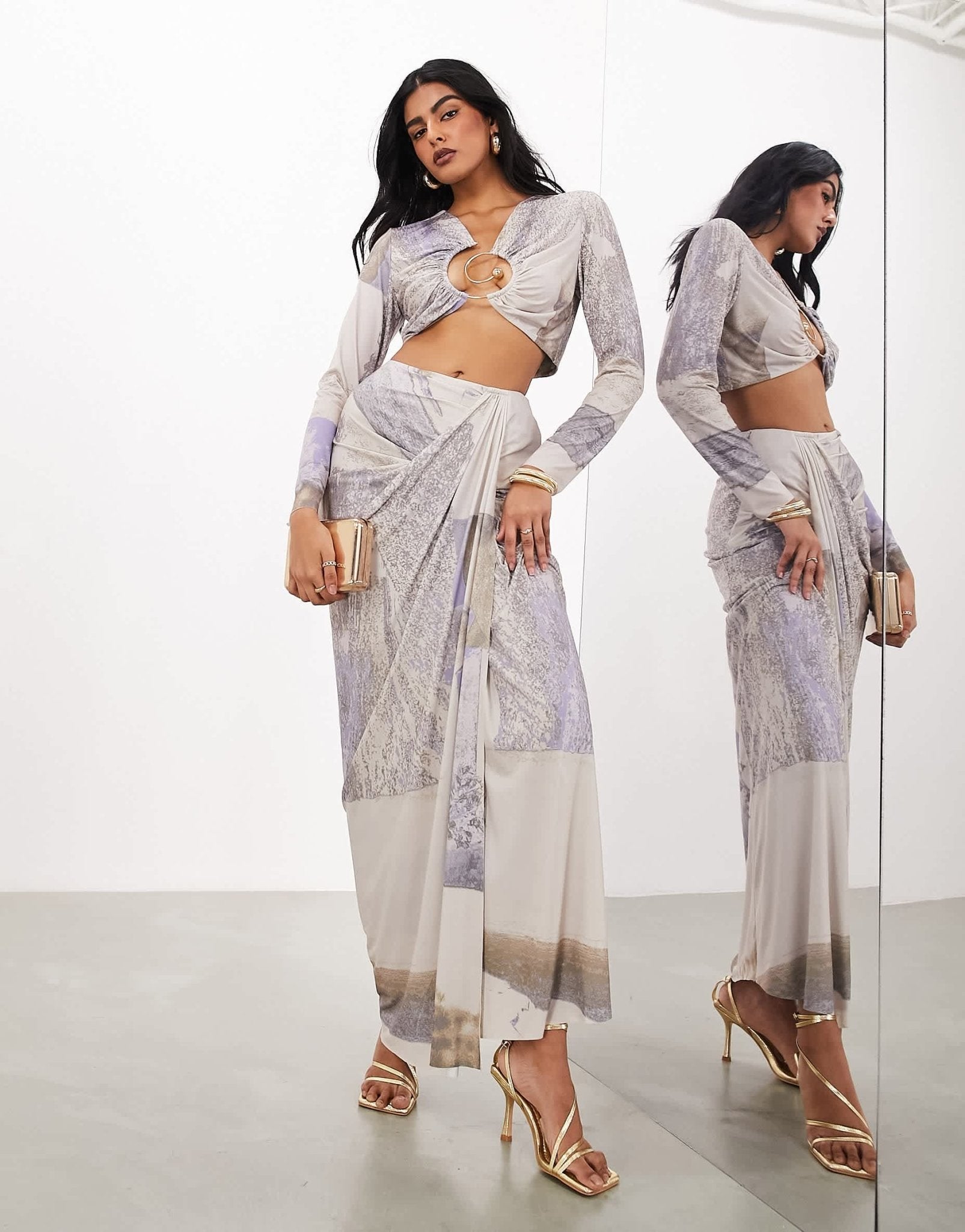 ASOS EDITION draped maxi skirt co - ord in abstract print - ASOS Sample Sale EU Store