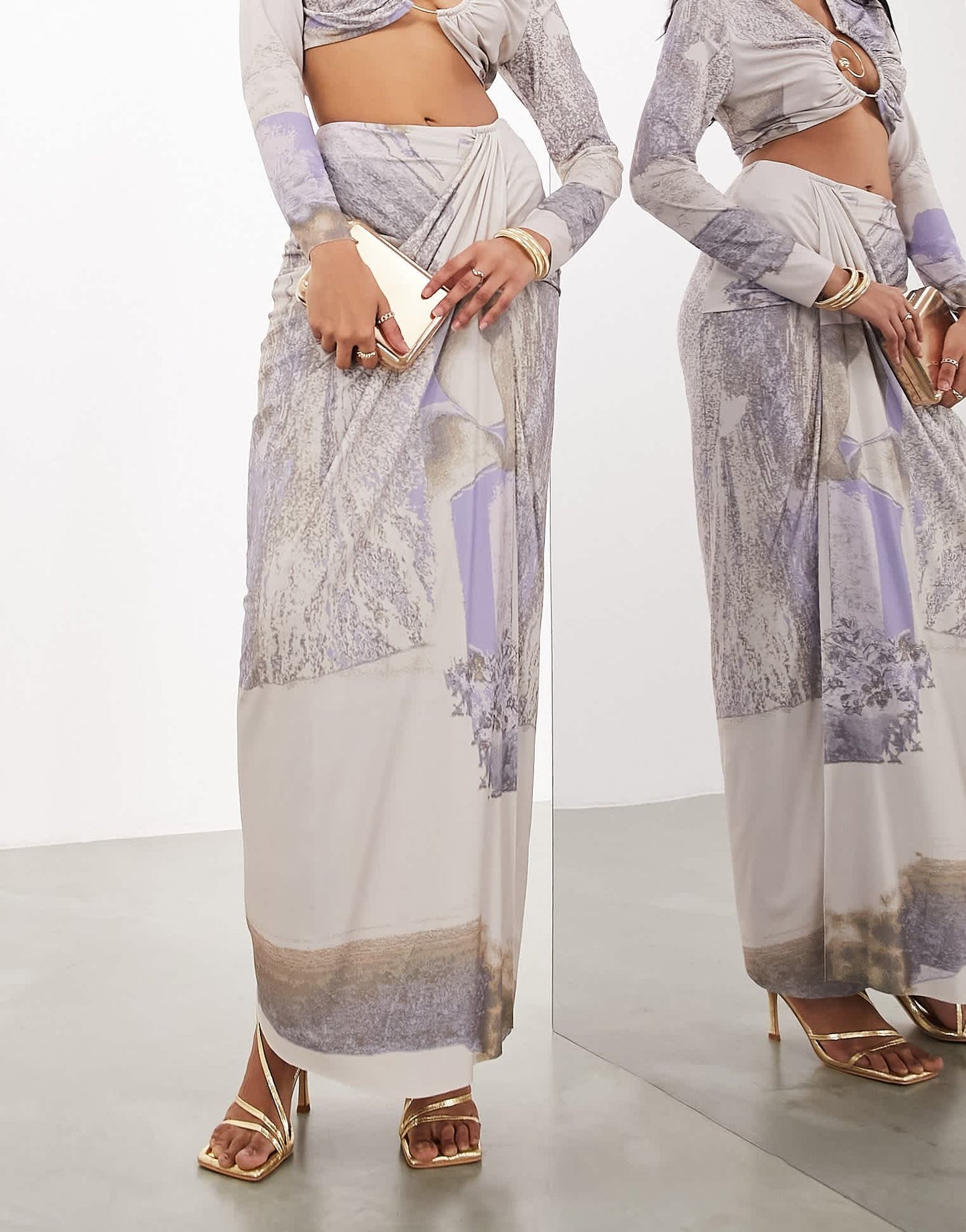 ASOS EDITION draped maxi skirt co - ord in abstract print - ASOS Sample Sale EU Store