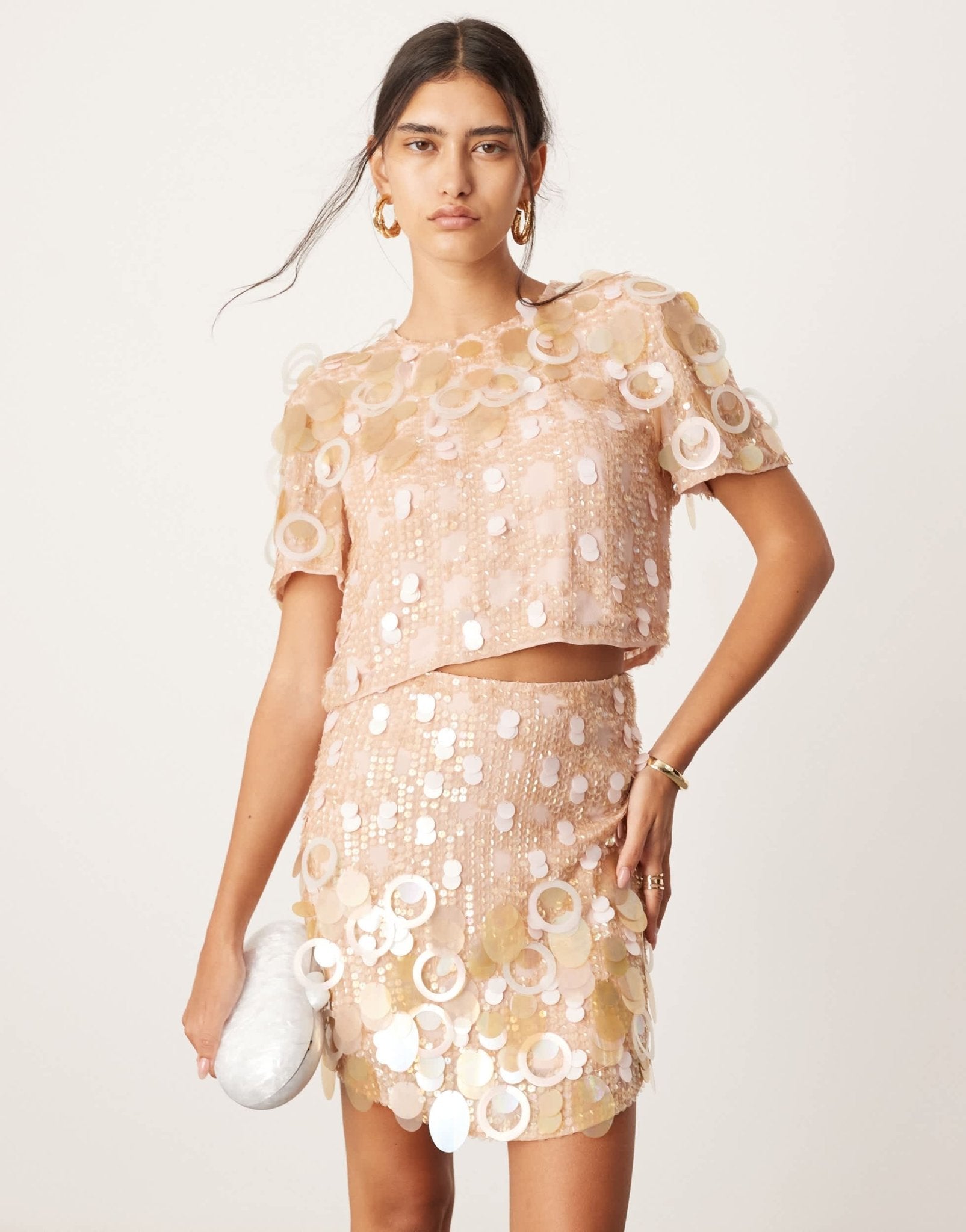ASOS EDITION embellished disc boxy tshirt co - ord in pink - ASOS Sample Sale EU Store
